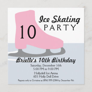 Light Pink Skate Date Ice Skating Birthday Party Invitation