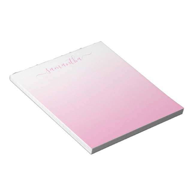 Light Pink Smooth Gradient Girly Signature Notepad (Angled)