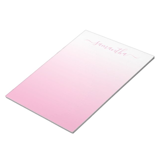 Light Pink Smooth Gradient Girly Signature Notepad (Angled)