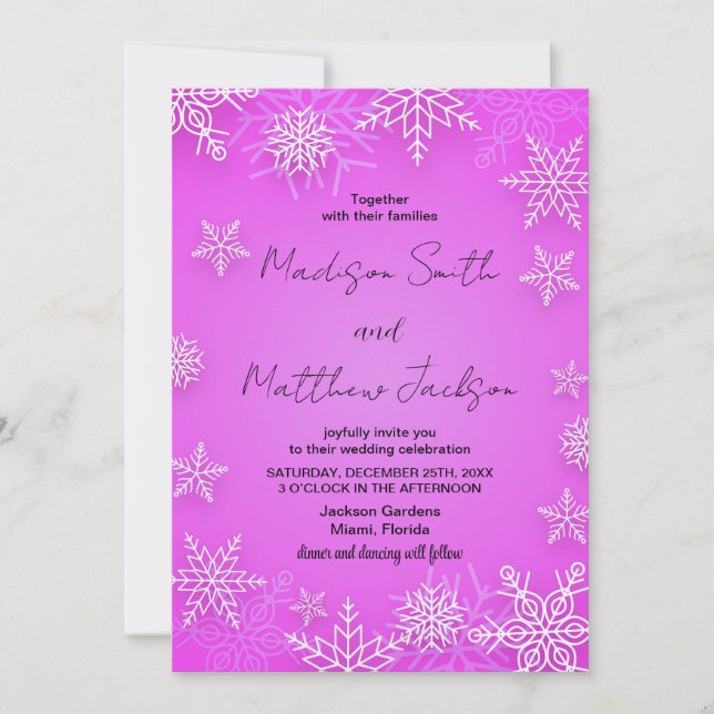 Light Pink Snows Wedding Invitations (Front)