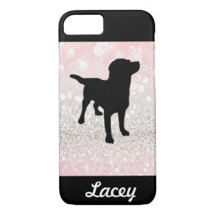 Light Pink Sparkle Dog Personalised iPhone 8/7 Case