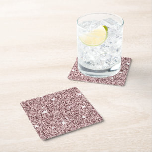Light Pink Sparkle Star Cute Girly Glitter Pattern Square Paper Coaster