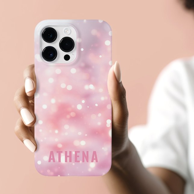 Light pink sparkling glitter bokeh name trendy Case-Mate iPhone case (Light pink sparkling glitter bokeh name trendy Case-Mate iPhone case)