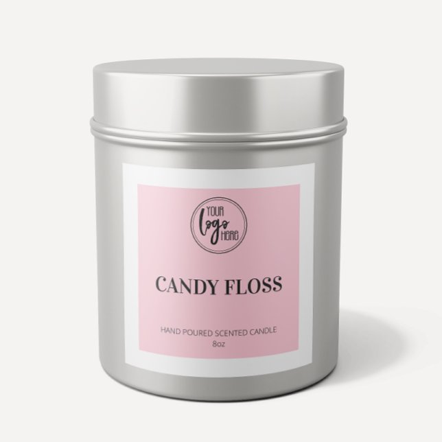 Light Pink Square Border Your Logo Candle Label (Creator Uploaded)
