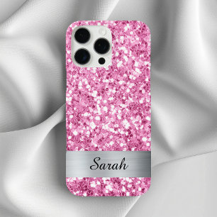 Light Pink Square Glitter Shimmer Strip Foil iPhone 16 Pro Max Case