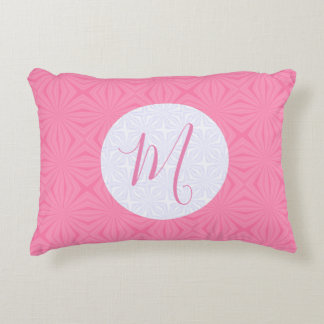Light Pink Squiggly Squares Personalise Initial Decorative Cushion