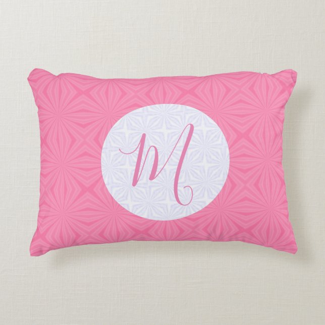 Light Pink Squiggly Squares Personalise Initial  Decorative Cushion (Front)