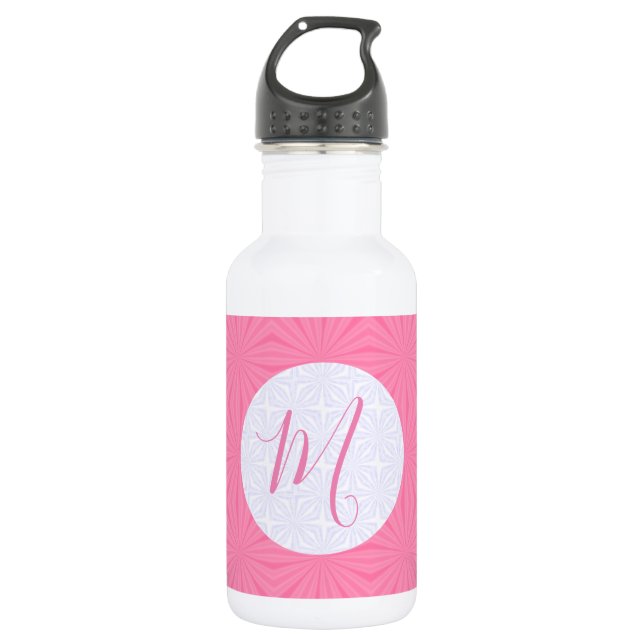 Light Pink Squiggly Squares Personalised Initial  532 Ml Water Bottle (Front)