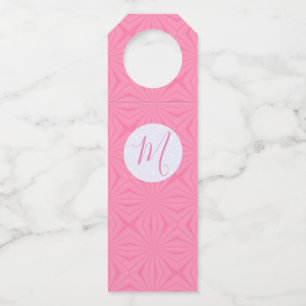 Light Pink Squiggly Squares Personalised Initial Bottle Tag