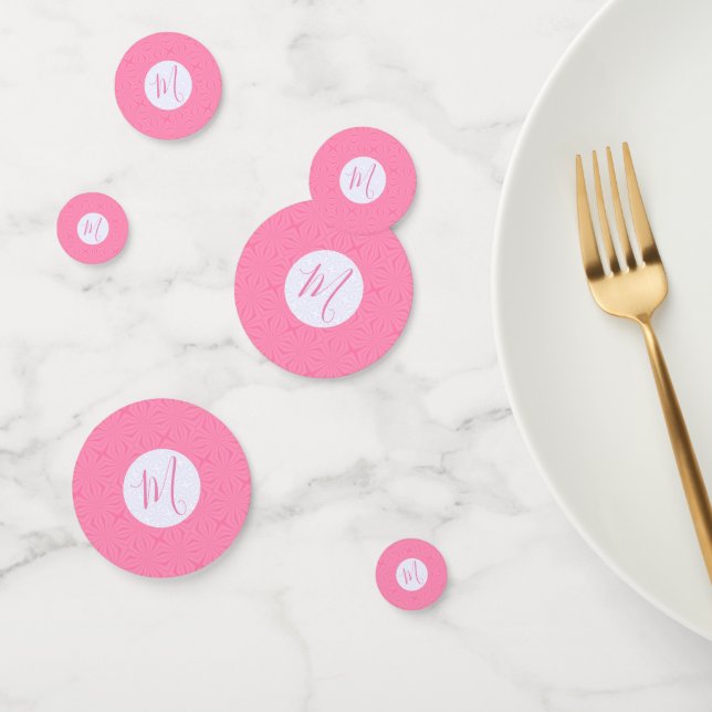 Light Pink Squiggly Squares Personalised Initial Confetti (Group)