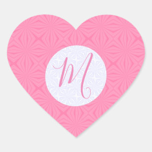 Light Pink Squiggly Squares Personalised Initial Heart Sticker
