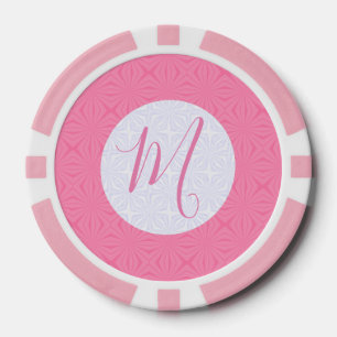 Light Pink Squiggly Squares Personalised Initial Poker Chips