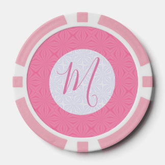 Light Pink Squiggly Squares Personalised Initial Poker Chips
