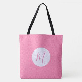 Light Pink Squiggly Squares Personalised Initial Tote Bag