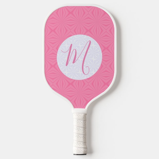 Light Pink Squiggly Squares Pickleball Paddle (Front)