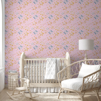 Light Pink Starry Night Pattern Wallpaper