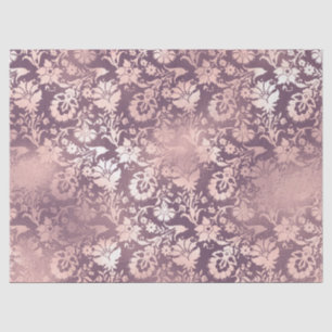 Light Pink Stencil Flowers on Lavender Decoupage Tissue Paper