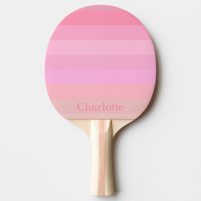 Light Pink Stripes Personalised Ping Pong Paddle (Front)