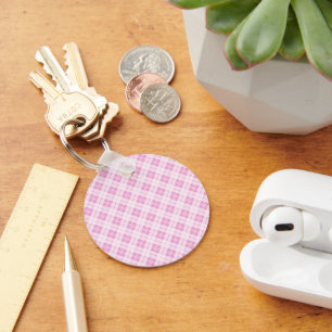 Light pink tartan Christmas holidays pattern Key Ring