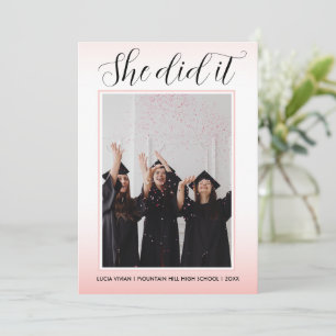 Light Pink Theme Typography Photo Graduation Invitation