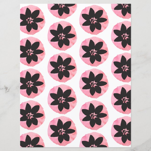 Light Pink Tropical Flower Pattern Scrapbook Paper (Front)