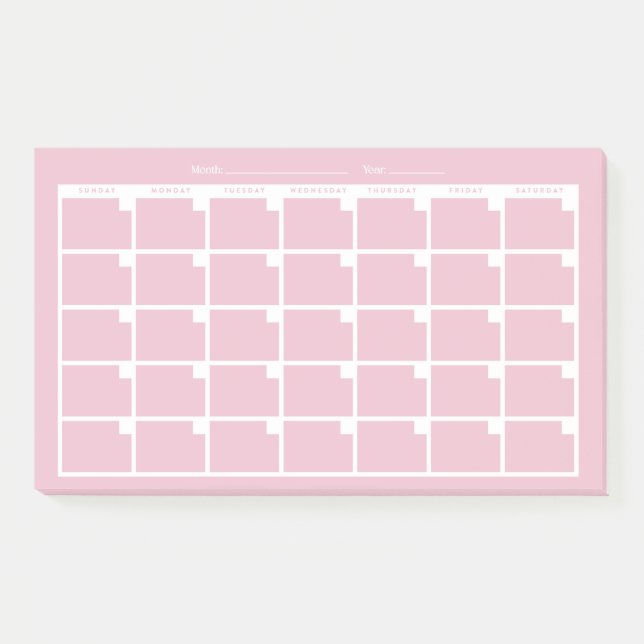 Light Pink Undated Calendar Post-it Notes (Front)