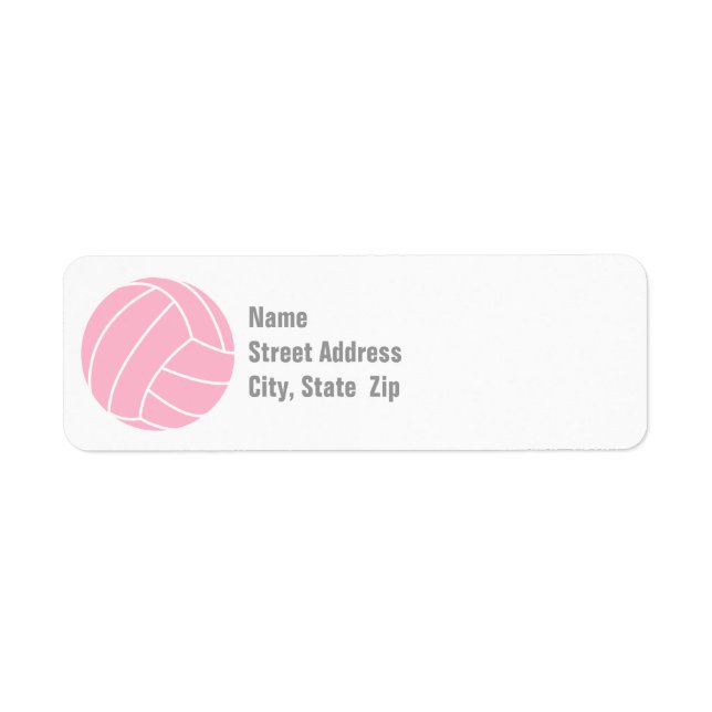 Light Pink Volleyball Return Address Label (Front)