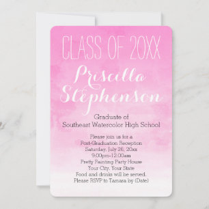 Light Pink Watercolor Graduation Party Invitation