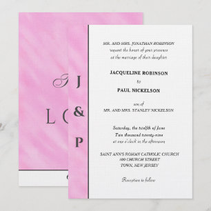 Light Pink Watercolor Grey Monogram Invitation