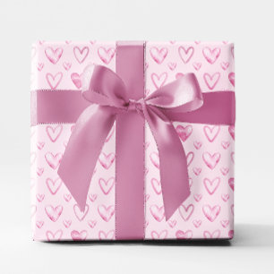 Light Pink Watercolor Hearts Wrapping Paper