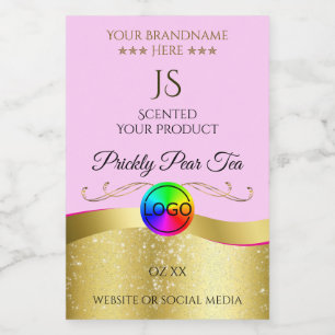 Light Pink Wavy Gold Logo Monogram Product Label