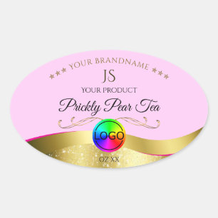 Light Pink Wavy Gold Logo Monogram Product Label