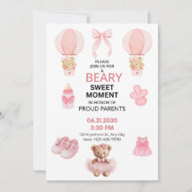 LIGHT PINK WHITE 5X7 FLAT GIRL BABY SHOWER 