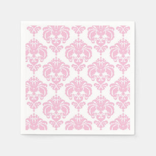 Light Pink & White Damask Chic Elegant Party Napkin