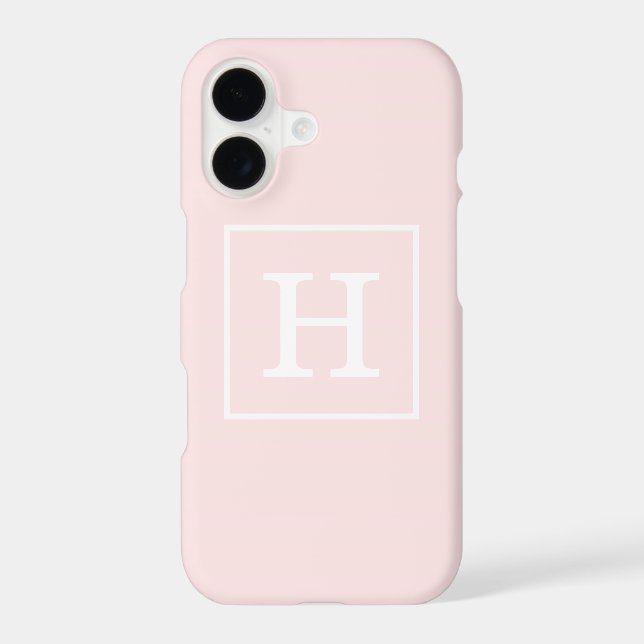 Light Pink White Framed Initial Monogram (Back)