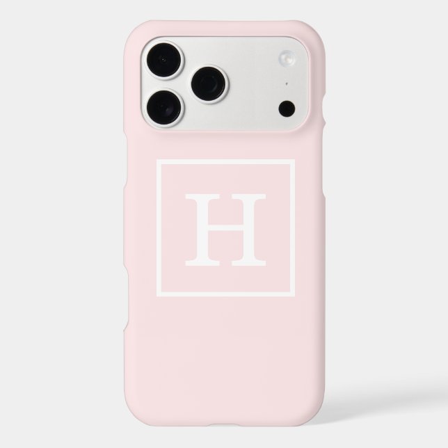 Light Pink White Framed Initial Monogram (Back)
