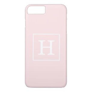 Light Pink White Framed Initial Monogram iPhone 8 Plus/7 Plus Case