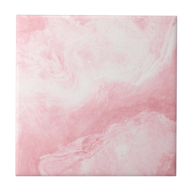 Light Pink White Marble Print Ceramic Tile (Front)