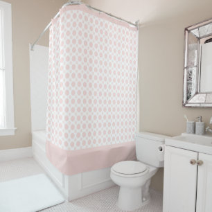 Light Pink White Polka Dot Coastal Pastel Blush Shower Curtain