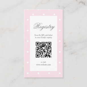 Light Pink & White Polka Dots Baby Shower Registry Enclosure Card