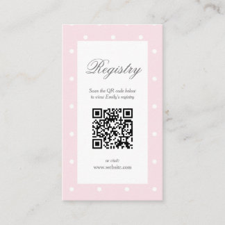 Light Pink & White Polka Dots Baby Shower Registry Enclosure Card