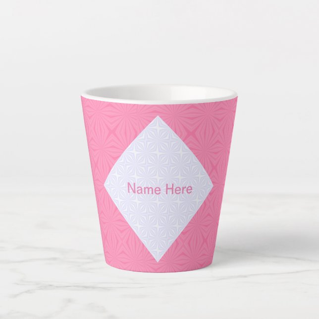 Light Pink White Squiggly Squares Personalised  Latte Mug (Front)