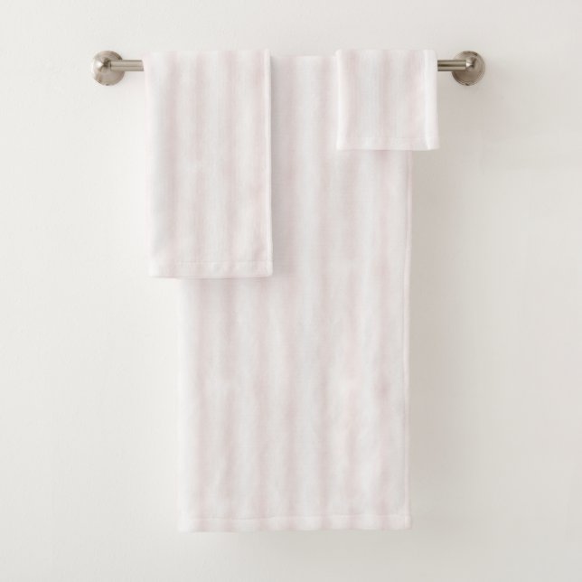 Light Pink White Stripes Bath Towel Set (Insitu)