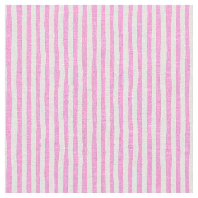 Light Pink & White Wonky Stripes Fabric (Close Up)
