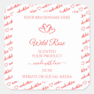 Light Pink White Words Cloud Product Labels Hearts