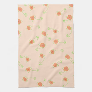 Light Pink With Coral Tea Towel