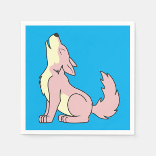 Light Pink Wolf Pup Howling Napkin
