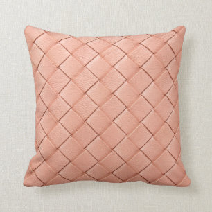 Light pink woven leather texture cushion