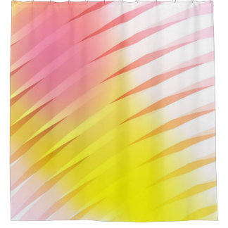 Light Pink, Yellow layout with flat lines. Blurred Shower Curtain