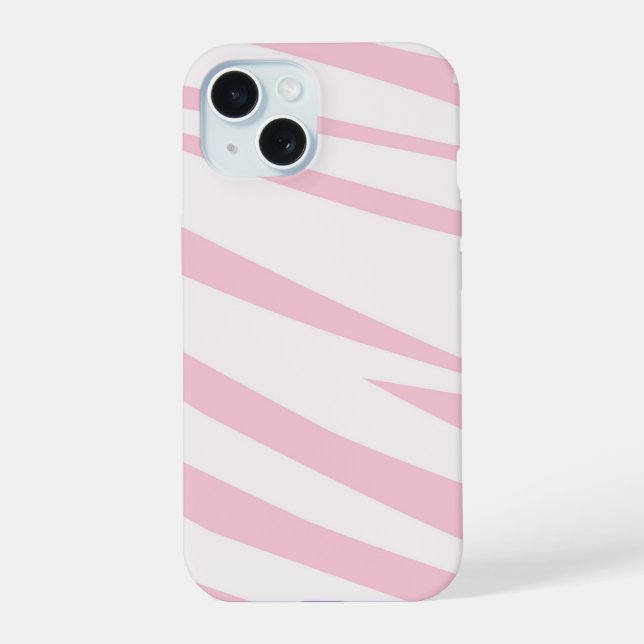 Light Pink Zebra Pattern iPhone 15 Case (Back)